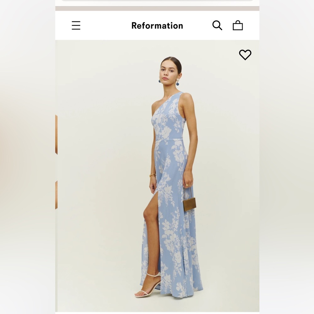 Reformation Evelyn dress, one shoulder, maxi dress w slit. Size 6
